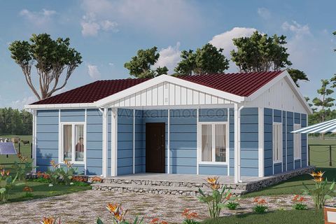 Karmod Prefabrik 83 m2 2+1 Prefabrik Ev Model Yükselen Mavi