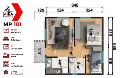 Mira Prefabrik 45 m2 Prefabrik Ev (MP101)