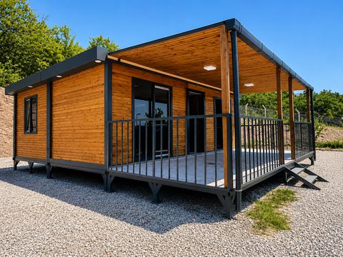 Onay Prefabrik Konteyner Ahşap Kaplama Ev Konteyner (42 m2 verandalı yaşam konteyneri)